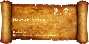 Mavrak Vitus névjegykártya